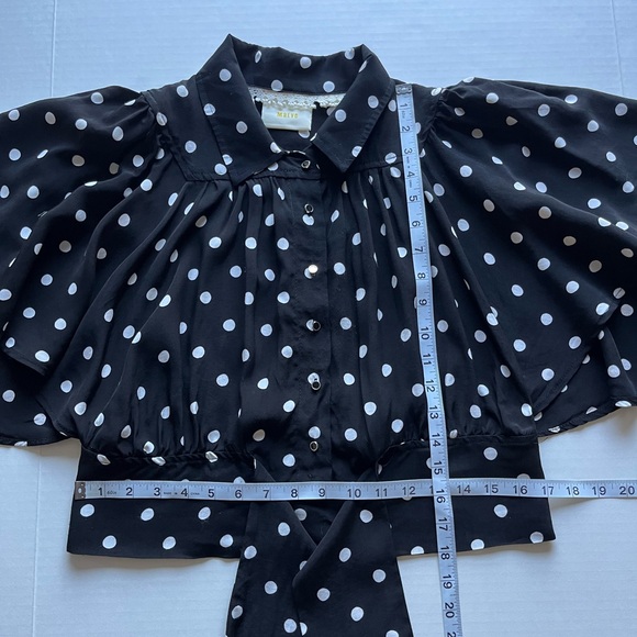 Anthropologie Maeve Canna Polka Dot Tie Waist Flutter Kimono Sleeve Blouse 6 - Picture 11 of 15